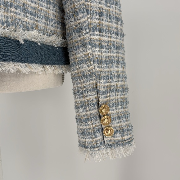 NWOT Vici Mable Frances Tweed Pocketed Blazer Blue Size XL - Picture 10 of 12